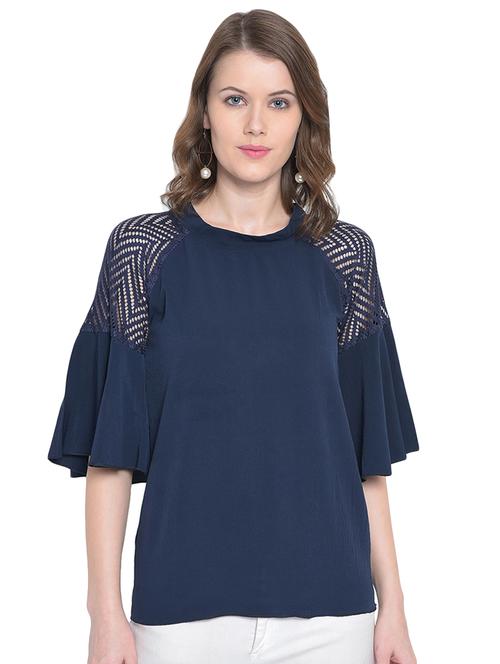 raglan sleeved lace detail top - 16584720 - Very Small Image - 1