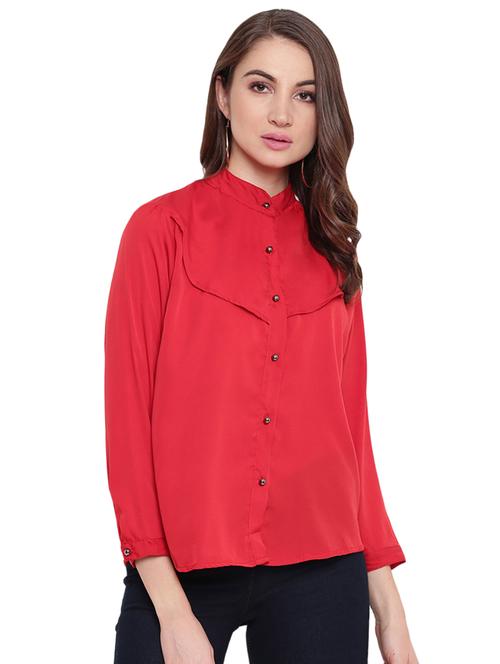 mandarin neck solid shirt - 16584723 - Very Small Image - 1