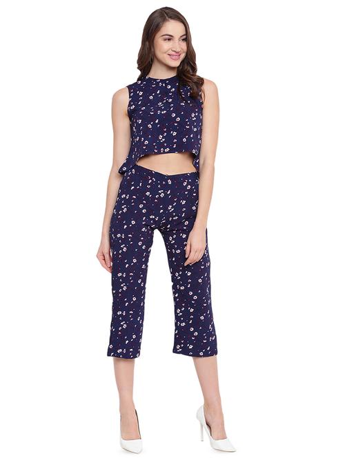 round neck floral top and pant set - 16584730 - Very Small Image - 1
