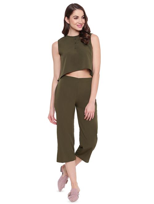 mock neck solid top and pant set - 16584731 - Very Small Image - 1