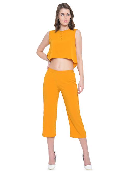 mock neck solid top and pant set - 16584734 - Very Small Image - 1