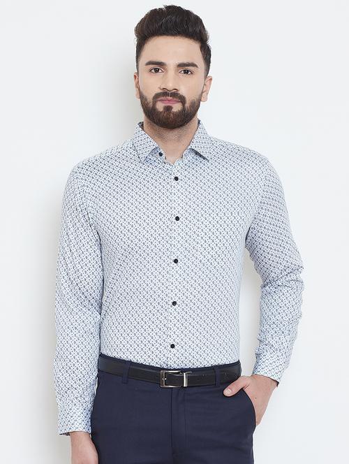 light blue paisley printed formal shirt - 16584816 - Very Small Image - 1