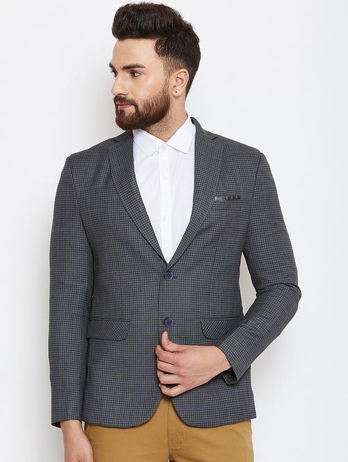 grey single breasted checkered casual blazer - 16584834 - Very Small Image - 1