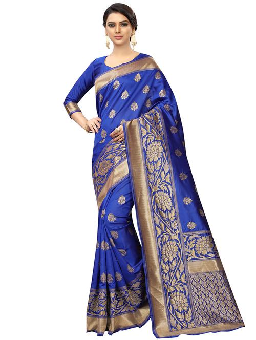 ethnic motif banarasi saree with blouse - 16584857 - Very Small Image - 1