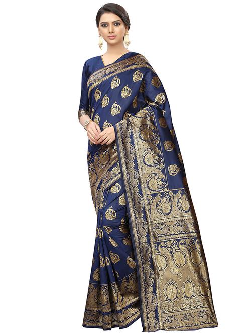 floral banarasi saree with blouse - 16584861 - Very Small Image - 1
