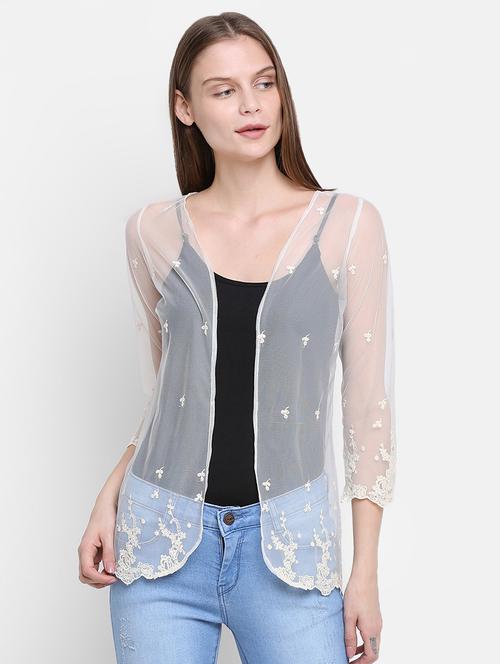 embroidered detail sheer shrug - 16584922 - Very Small Image - 1