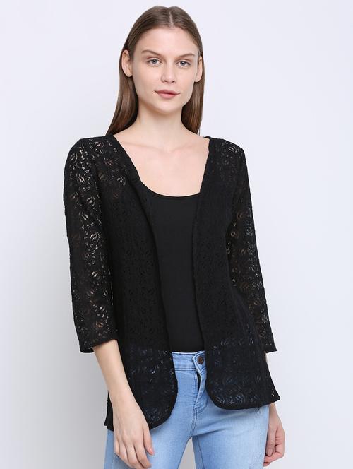 curved hem laced shrug - 16584929 - Very Small Image - 1