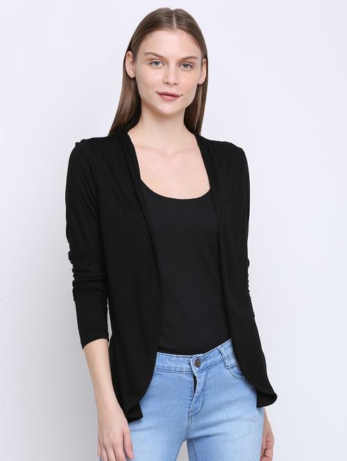 curved hem long sleeved shrug - 16584930 - Very Small Image - 1