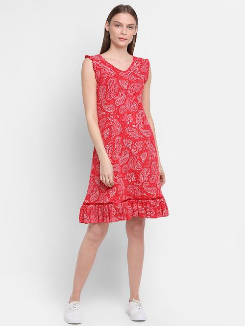 frill trim paisley a-line dress - 16584932 - Very Small Image - 1