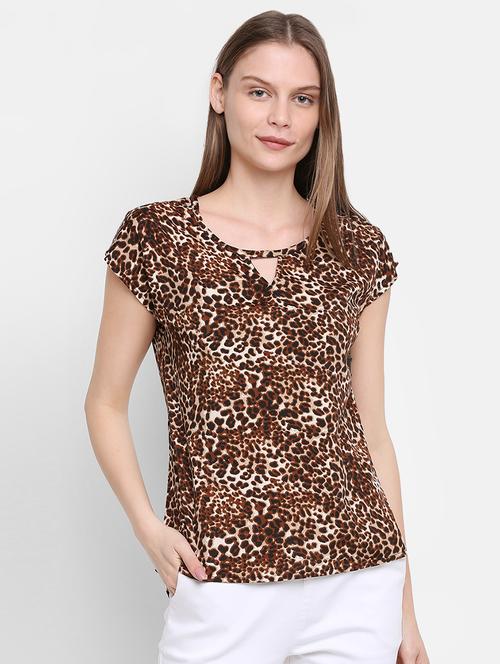 keyhole neck animal print top - 16584986 - Very Small Image - 1