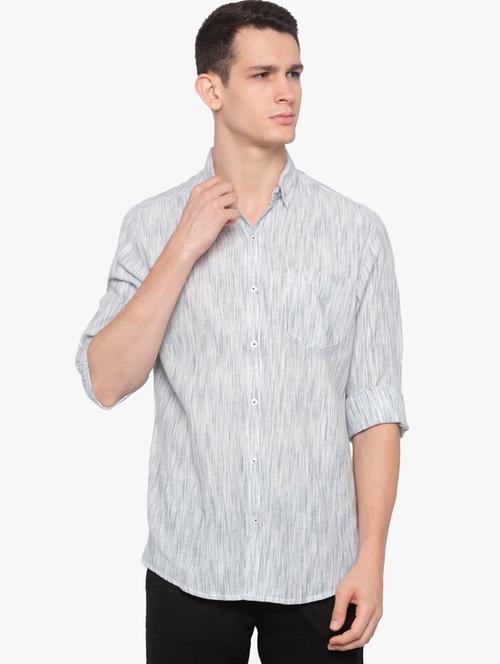 grey linen self design casual shirt - 16585390 - Very Small Image - 1