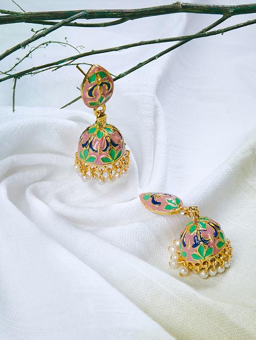 multi colored metal jhumka earring - 16585581 - Very Small Image - 1