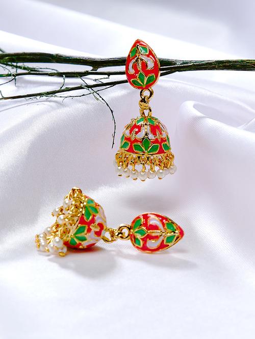 multi colored metal jhumka earring - 16585583 - Very Small Image - 1