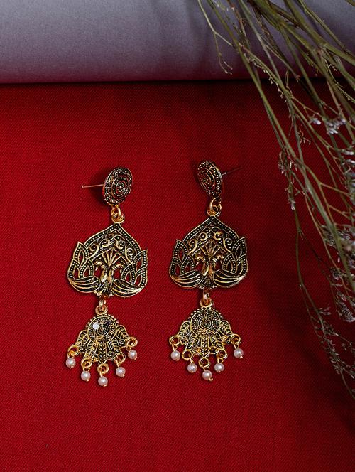 gold metal drop earring - 16585599 - Very Small Image - 1