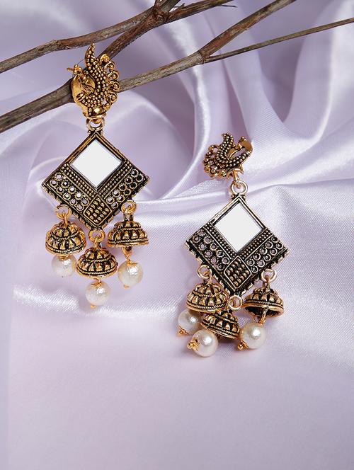 gold metal drop earring - 16585612 - Very Small Image - 1