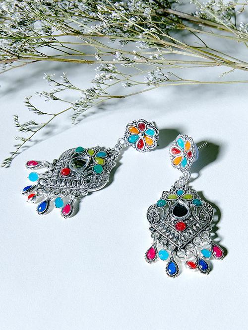 multi colored metal drop earring - 16585618 - Very Small Image - 1