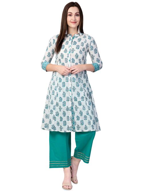 floral kurta palazzo set - 16585855 - Very Small Image - 1