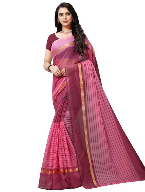 striped printed saree with blouse - 16585889 - Very Small Image - 1