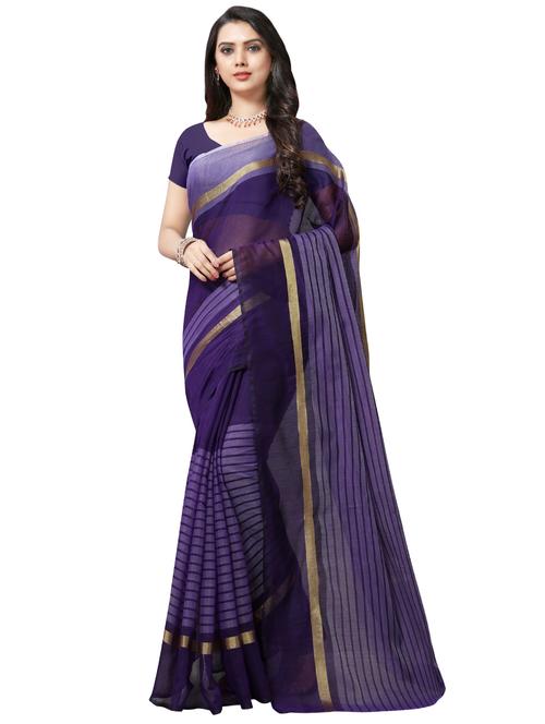 stripes printed saree with blouse - 16585890 - Very Small Image - 1