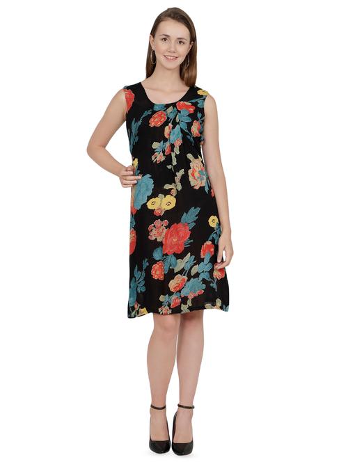 round neck floral a-line dress - 16586151 - Very Small Image - 1