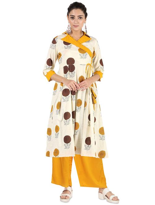 floral printed angrakha kurta - 16586315 - Very Small Image - 1