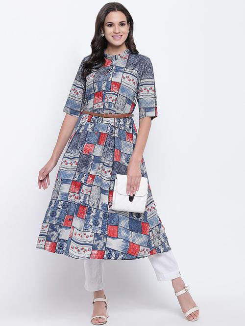 printed flared kurta - 16586365 - Very Small Image - 1