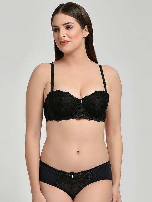 floral laced bra and panty set - 16586585 - Very Small Image - 1