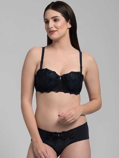floral laced bra and panty set - 16586586 - Very Small Image - 1