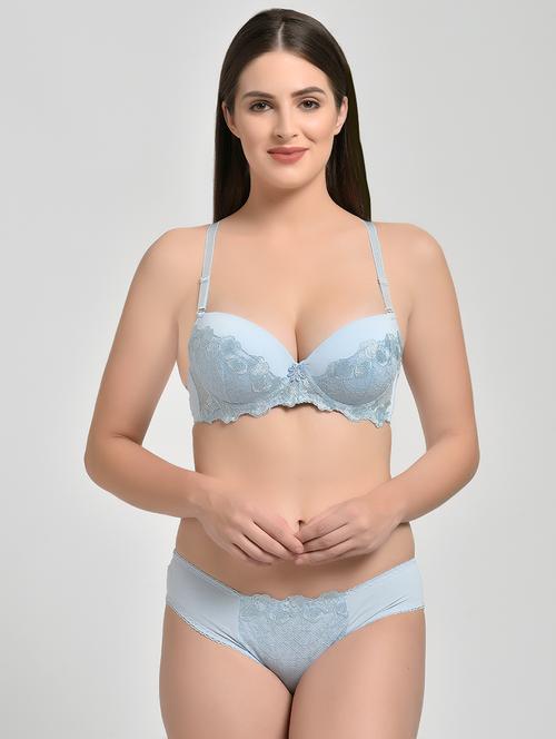 floral patch laced bras and panty set - 16586615 - Very Small Image - 1