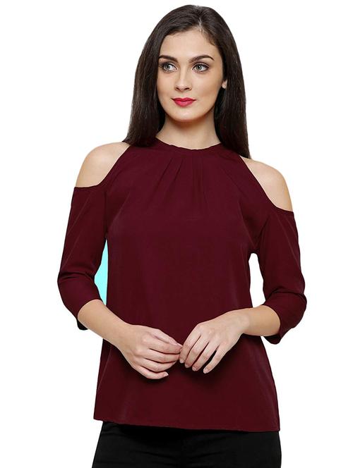 cold shoulder solid top - 16586827 - Very Small Image - 1