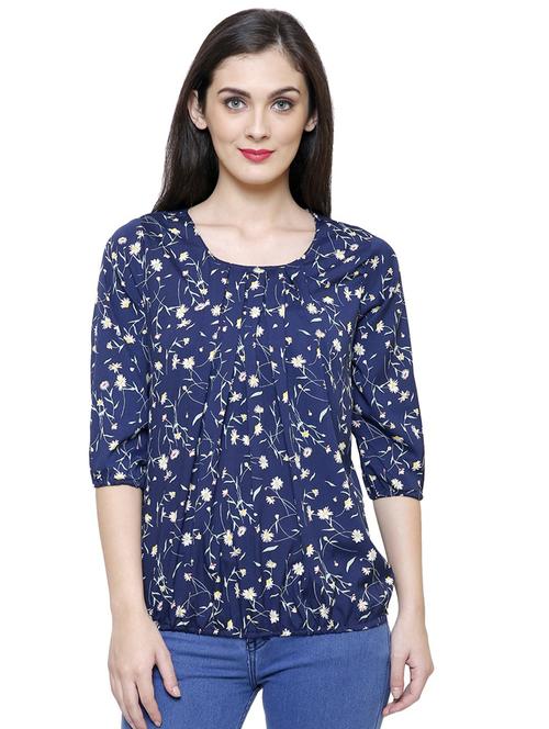 round neck floral blouson top - 16586834 - Very Small Image - 1