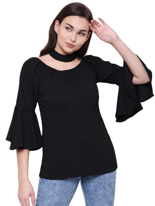 off shoulder bell sleeved top with choker - 16586888 - Very Small Image - 1