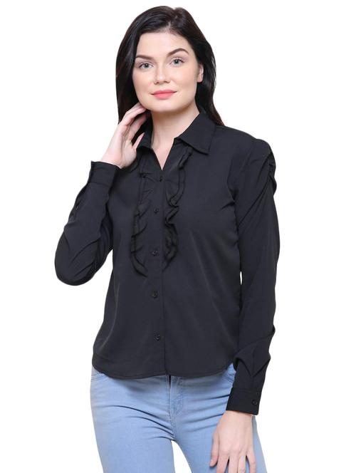 ruffle detail long sleeved shirt - 16586914 - Very Small Image - 1