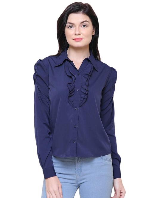 ruffle detail long sleeved shirt - 16586915 - Very Small Image - 1