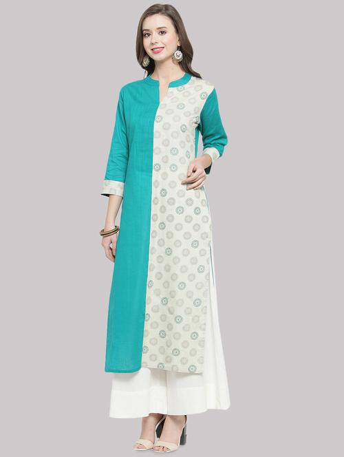 color block printed straight kurta - 16587080 - Very Small Image - 1