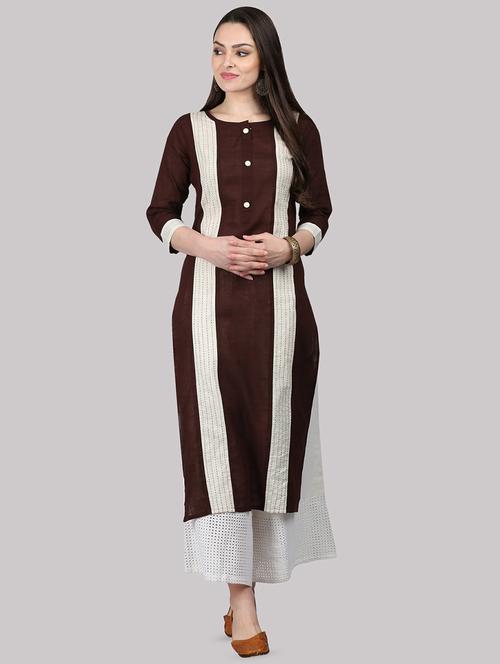 kaantha work color block straight kurta - 16587088 - Very Small Image - 1