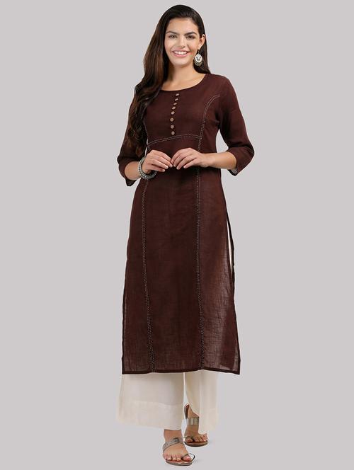 kaantha work solid straight kurta - 16587120 - Very Small Image - 1
