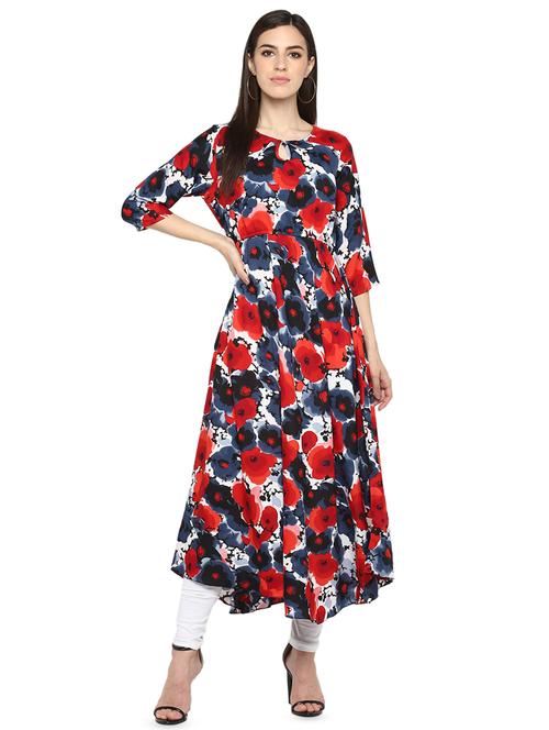 floral printed ethnic dress - 16587211 - Very Small Image - 1