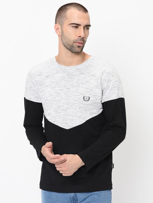 black color block cut & sew t-shirt - 16587226 - Very Small Image - 1