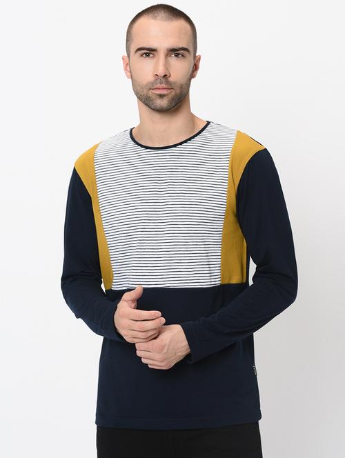 navy blue striped cut & sew t-shirt - 16587241 - Very Small Image - 1