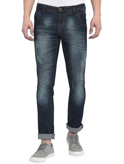 dark blue heavy washed ripped denim jeans - 16587299 - Very Small Image - 1