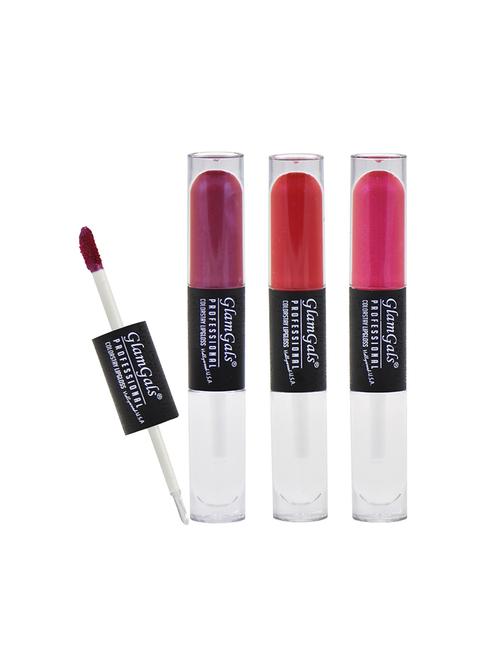 glamgals colour stay dual lip gloss pack of 3 (girlie pink,wine,scarlet red) - 16587559 - Very Small Image - 1