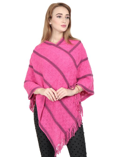 fringe hem striped poncho - 16588605 - Very Small Image - 1