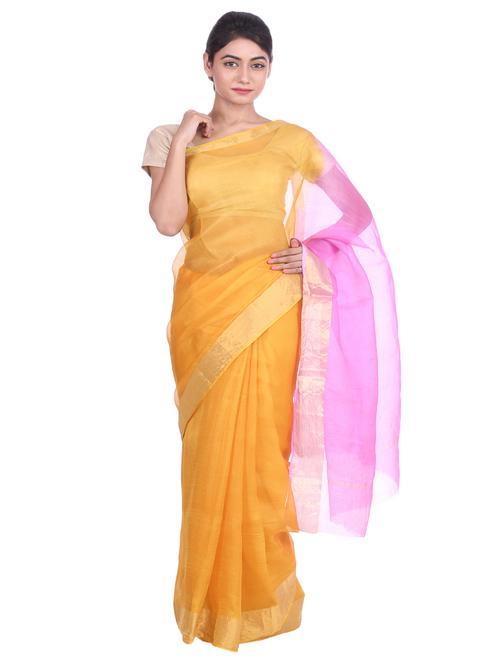 zari bordered tie & dye saree with blouse - 16588631 - Very Small Image - 1