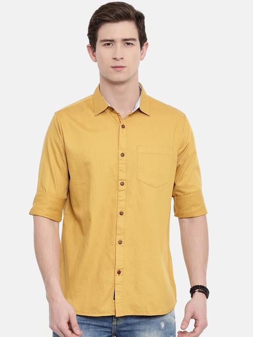 yellow solid casual shirt - 16588688 - Very Small Image - 1