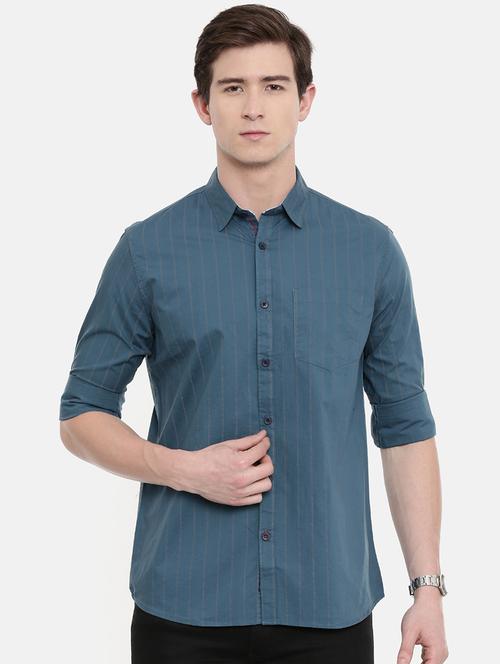 blue striped casual shirt - 16589000 - Very Small Image - 1