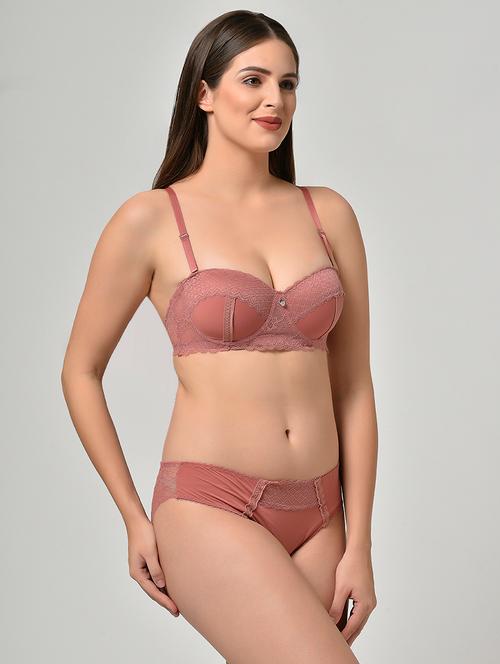 detachable strap laced bras and panty set - 16589475 - Very Small Image - 1