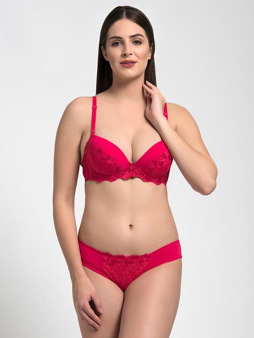 floral patch laced bras and panty set - 16589481 - Very Small Image - 1
