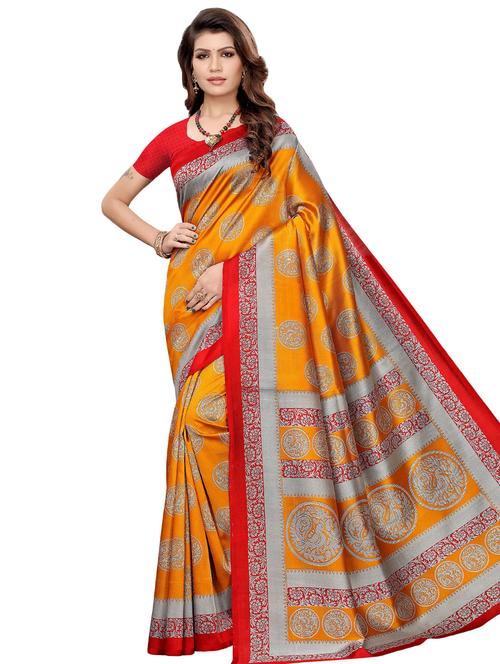 conversational printed saree with blouse - 16592025 - Very Small Image - 1