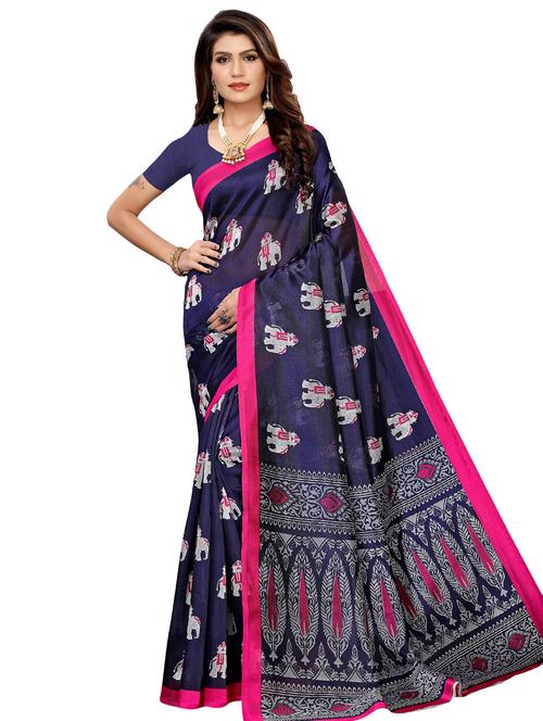 conversational printed saree with blouse - 16592032 - Very Small Image - 1